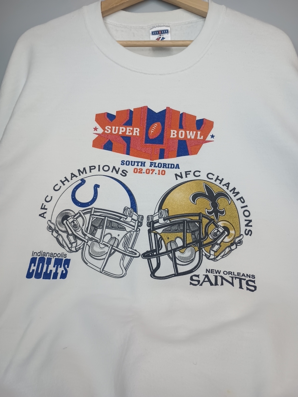 Vintage White Super Bowl XLIV Jerzees Sweatshirt Size XXL